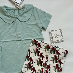 Kate Quinn Blue Green Outfit 12–18M NWT Peter Pan Bodysuit & Cardinal Leggings